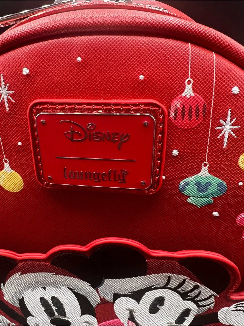 NWT Loungefly Mickey & Minnie Christmas ornament mini backpack